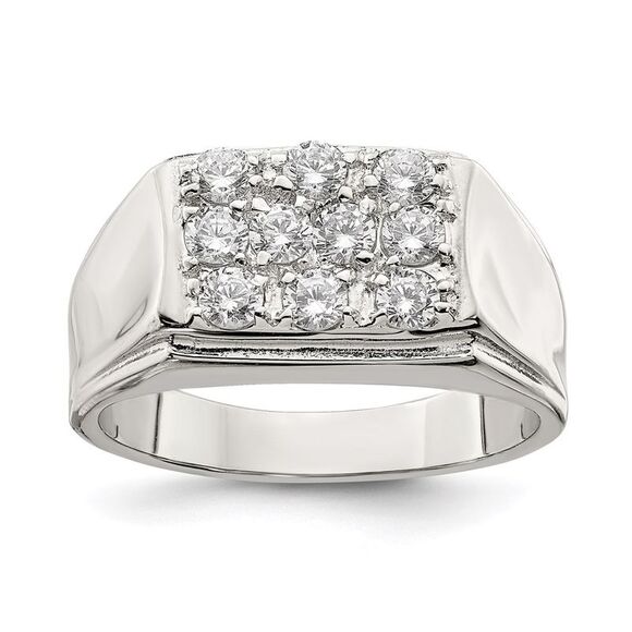 Kazi Luxury Sterling Silver Rhodium-plated CZ Ring